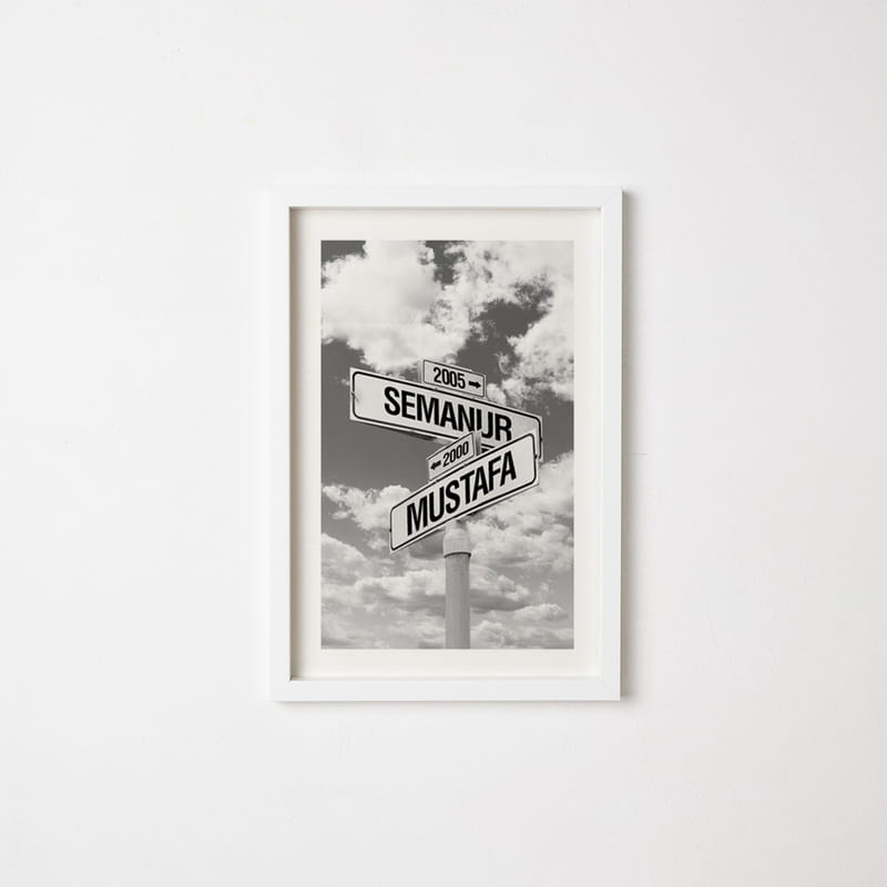 Aşkın Kesişimi Kişiye Özel Tabela Çerçeve