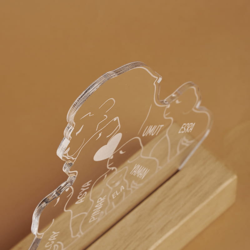 Aslan Ailesi Figürlü İsimli Led Lamba - Kişi Seçenekli