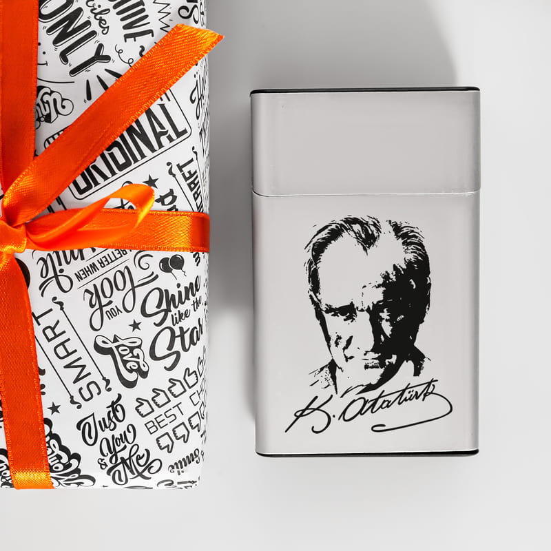 Atatürk Silüeti ve İmzası Baskılı Sigara Tabakası