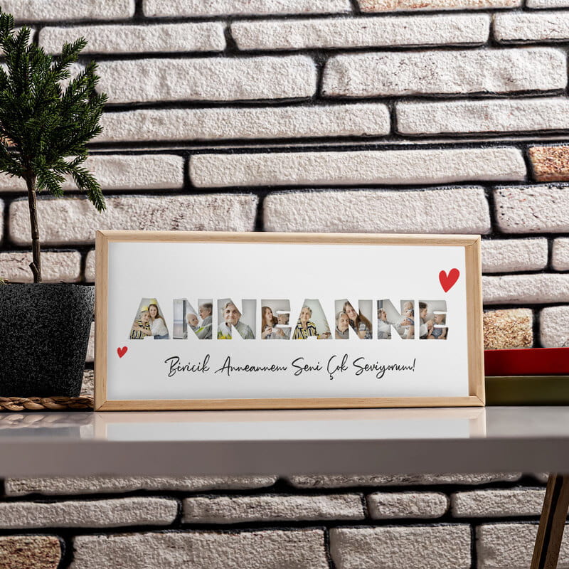 Babaanne ve Anneanneye Özel Fotoğraflı Ahşap Çerçeve Tablo