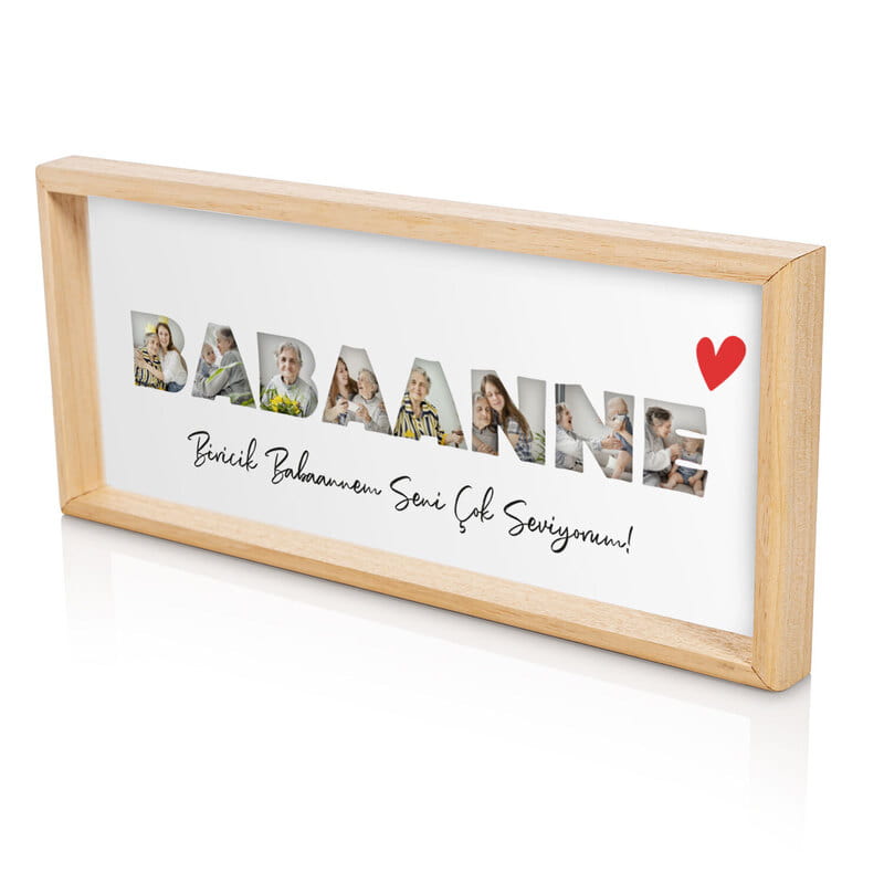 Babaanne ve Anneanneye Özel Fotoğraflı Ahşap Çerçeve Tablo
