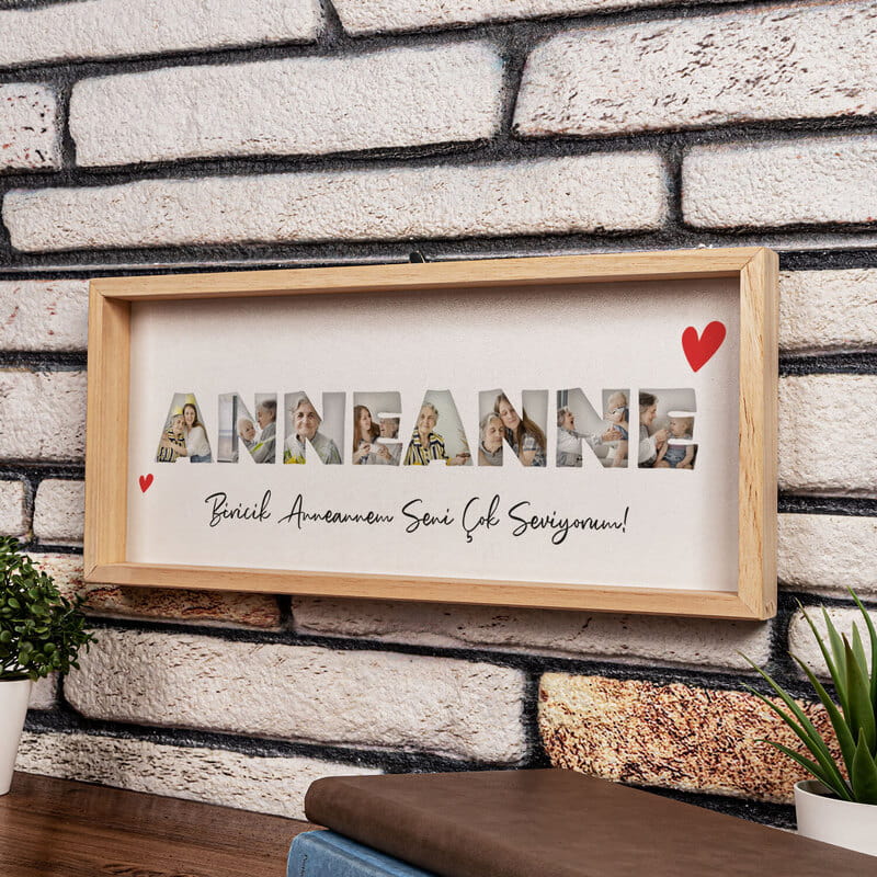 Babaanne ve Anneanneye Özel Fotoğraflı Ahşap Çerçeve Tablo