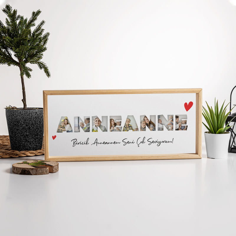 Babaanne ve Anneanneye Özel Fotoğraflı Ahşap Çerçeve Tablo