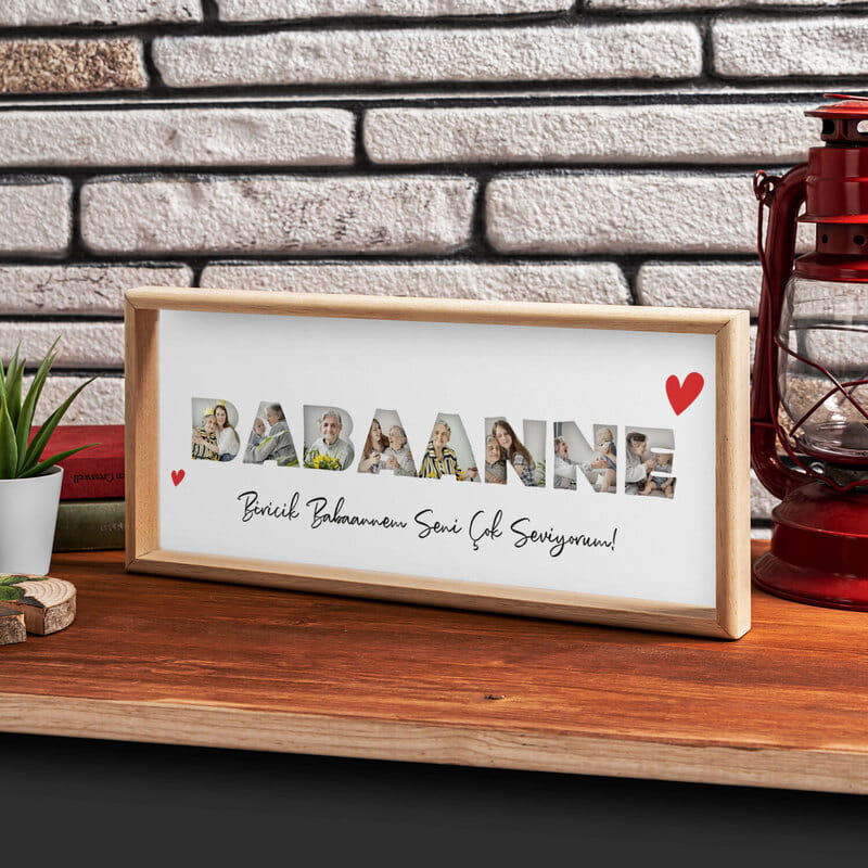 Babaanne ve Anneanneye Özel Fotoğraflı Ahşap Çerçeve Tablo