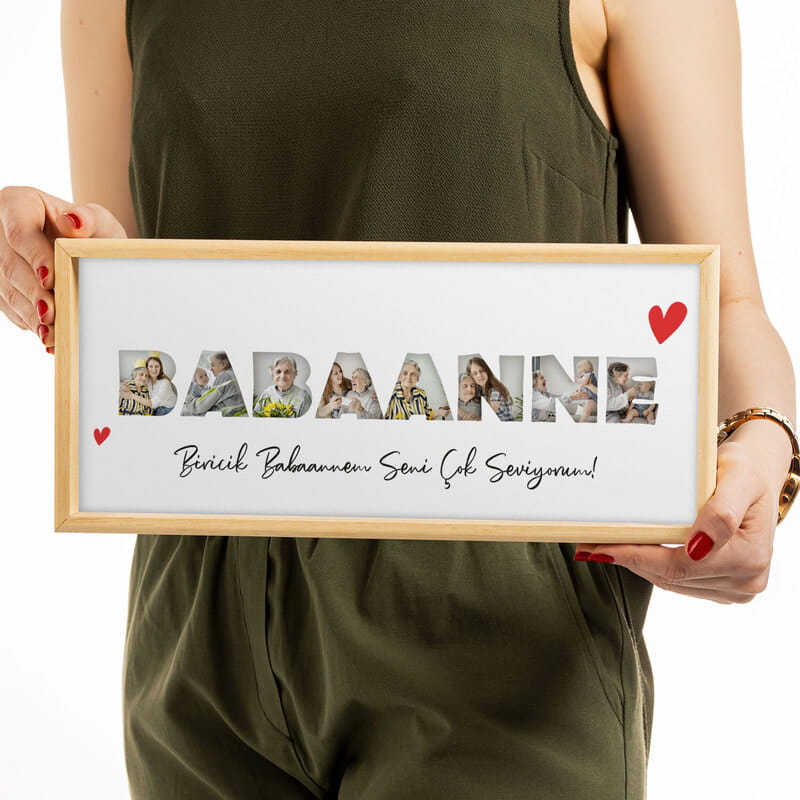Babaanne ve Anneanneye Özel Fotoğraflı Ahşap Çerçeve Tablo
