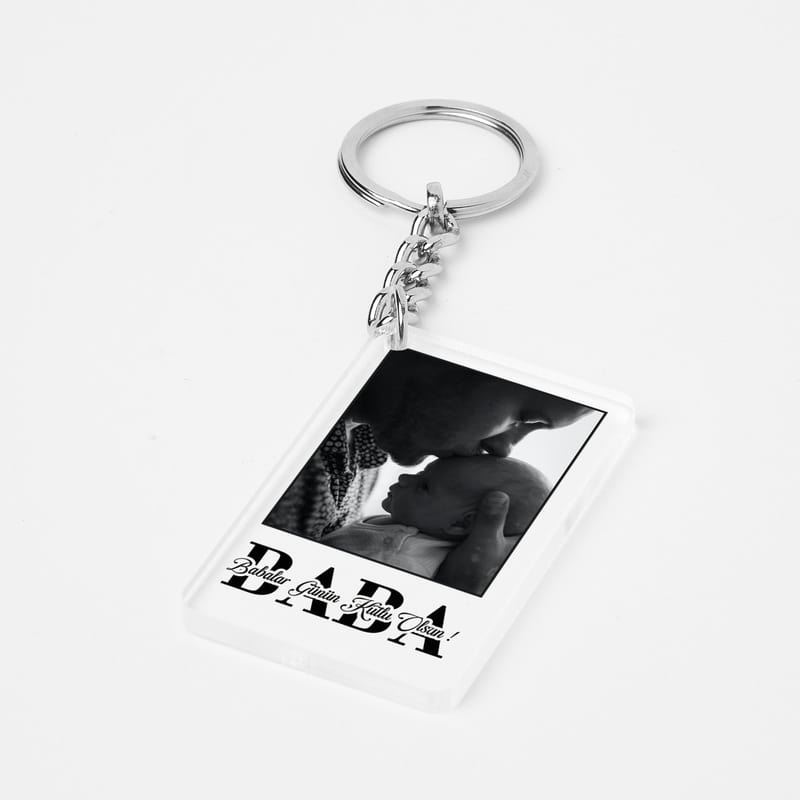 Babalar Günü Hediyesi Fotoğraf Baskılı Anahtarlık