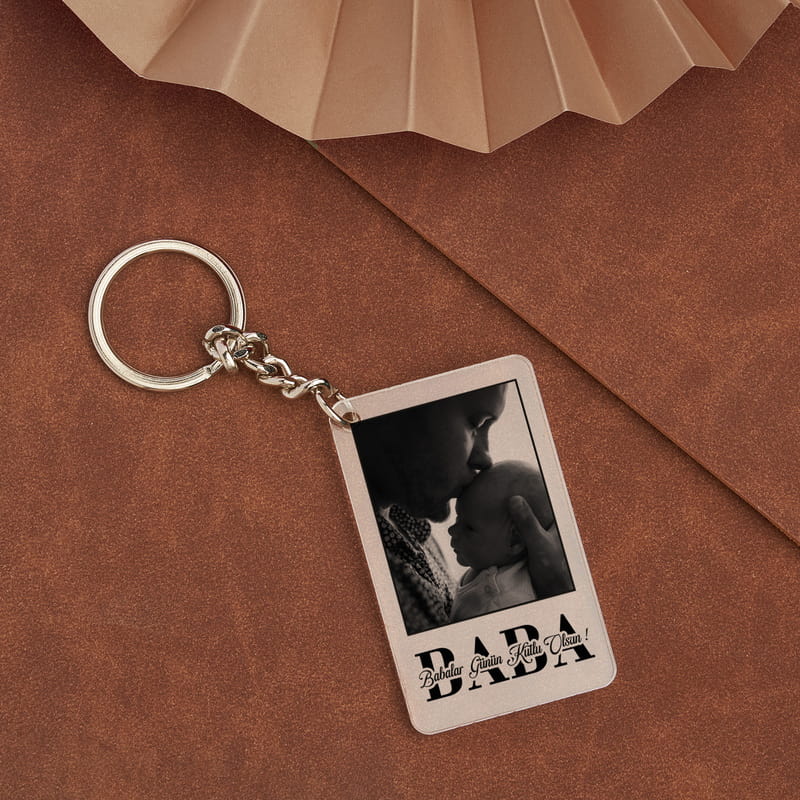 Babalar Günü Hediyesi Fotoğraf Baskılı Anahtarlık