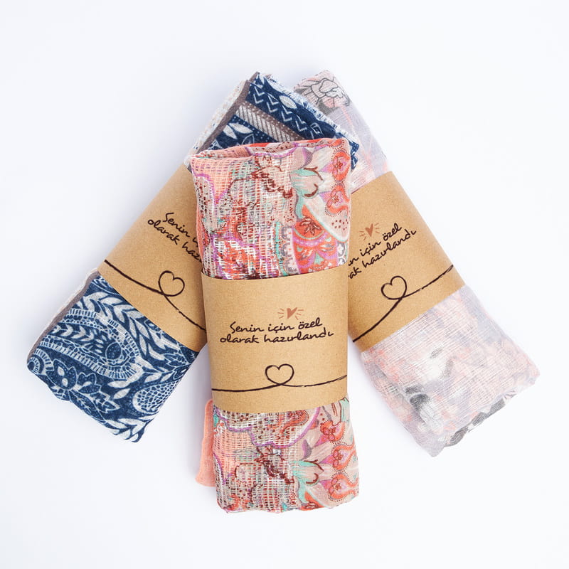 Bahar Desenli 3'lü Kadın Şal