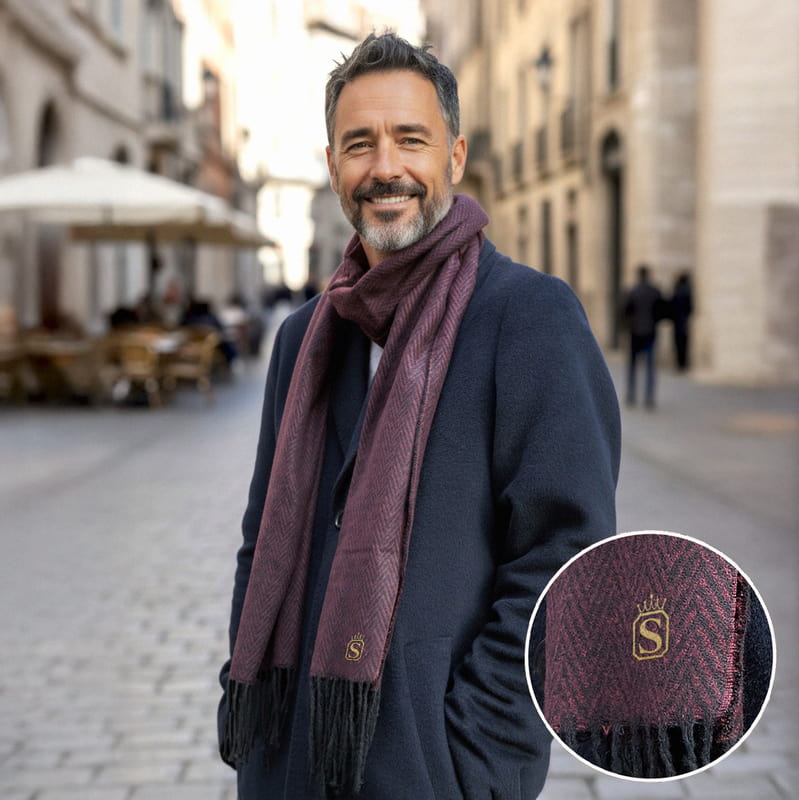 Baş Harf Tasarımlı Nakış İşlemeli Atkı