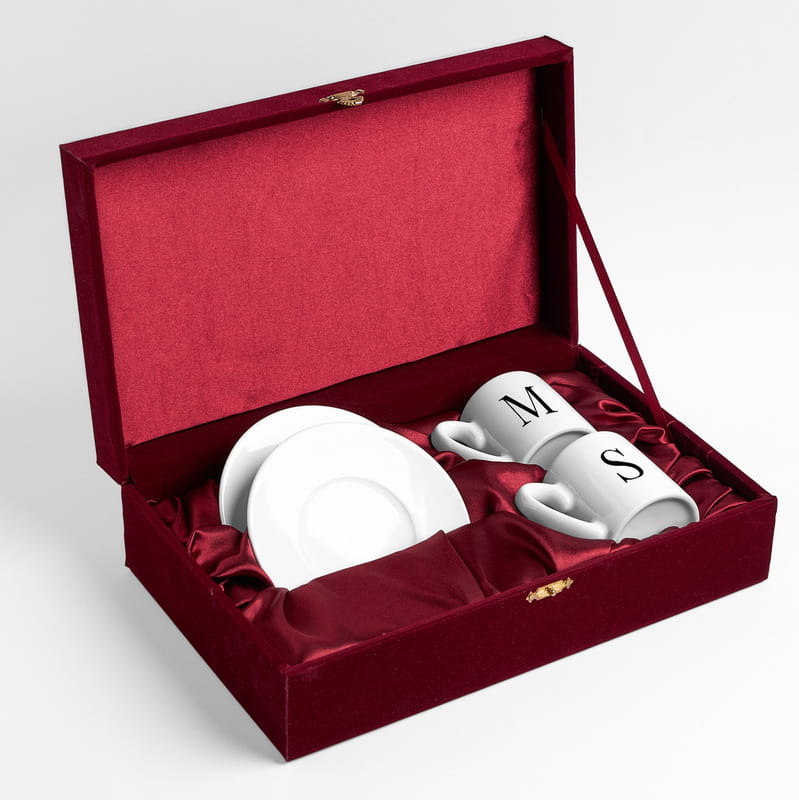 Baş Harfler Baskılı İkili Türk Kahvesi Fincan Seti