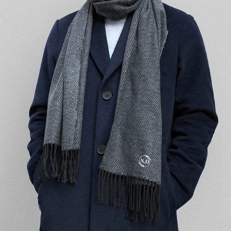 Baş Harfler Nakış İşlemeli Erkek Atkı