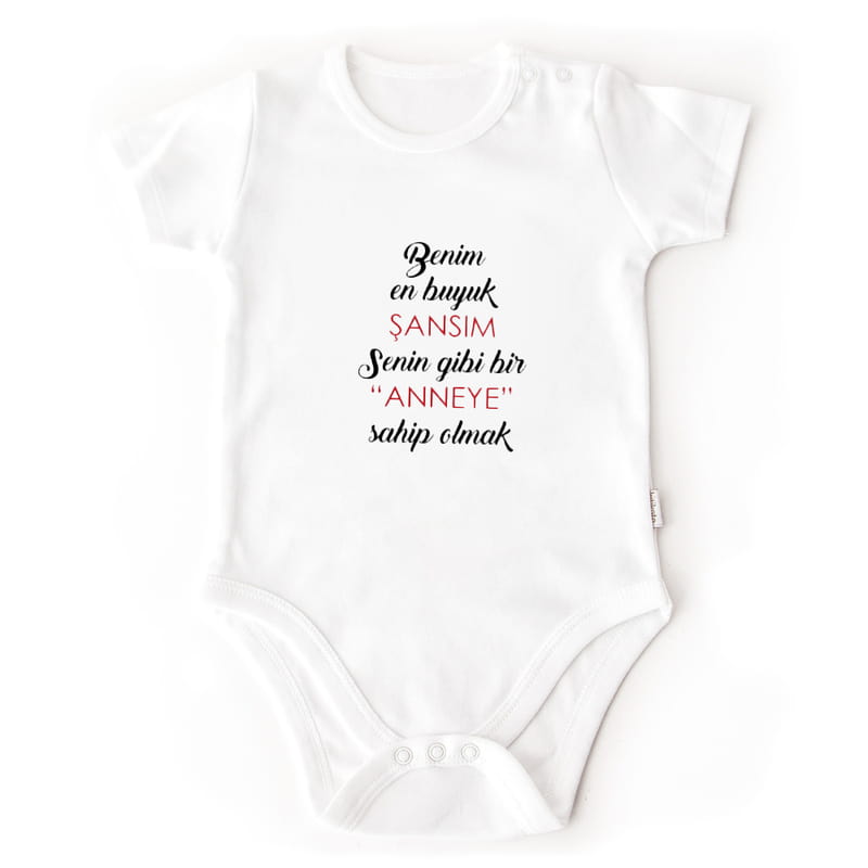 Benim En Büyük Şansım Tasarımlı Tişört Çocuk Zıbın Kombini - %100 Pamuklu Kumaş