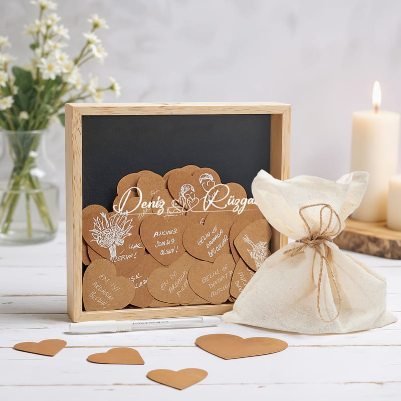 Birleşen Kalpler İsim Yazılı Düğün Anı Kumbarası