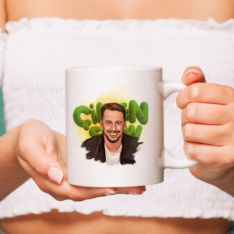 Cem İşçiler & Fazlı Polat Karikatür Baskılı Çimen Kupa Bardak