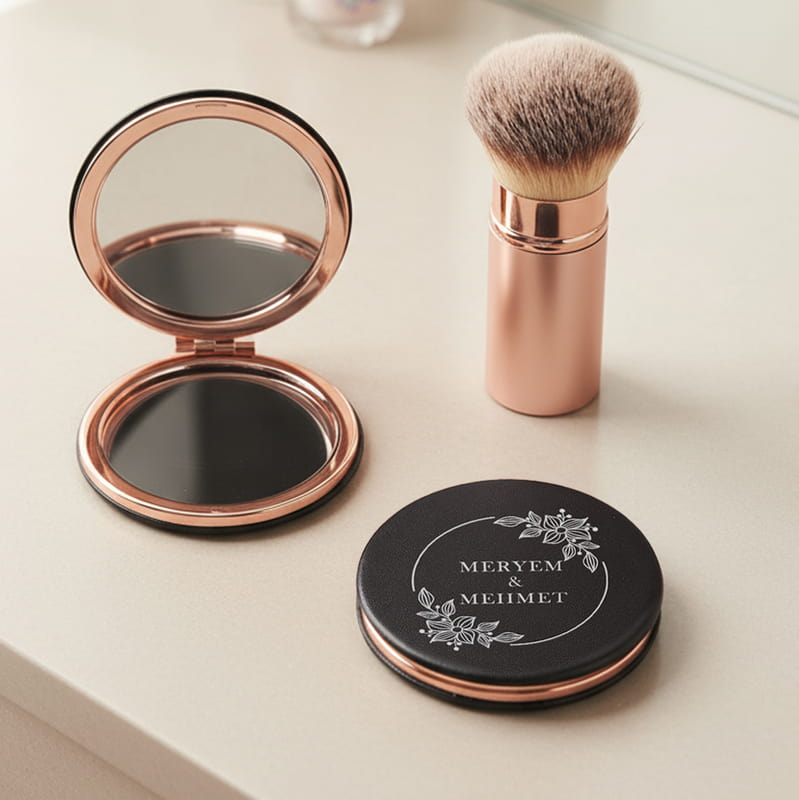 Çiftlere Özel İsim Özelleştirmeli Minimal El Aynası