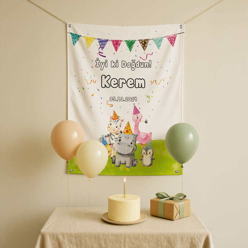 Çocuk & Bebek İsimli Doğum Günü Pankartı - 70 x 95 cm