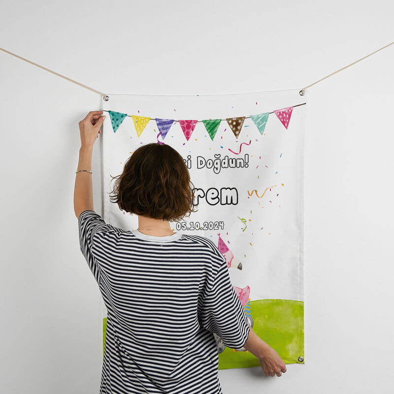 Çocuk & Bebek İsimli Doğum Günü Pankartı - 70 x 95 cm