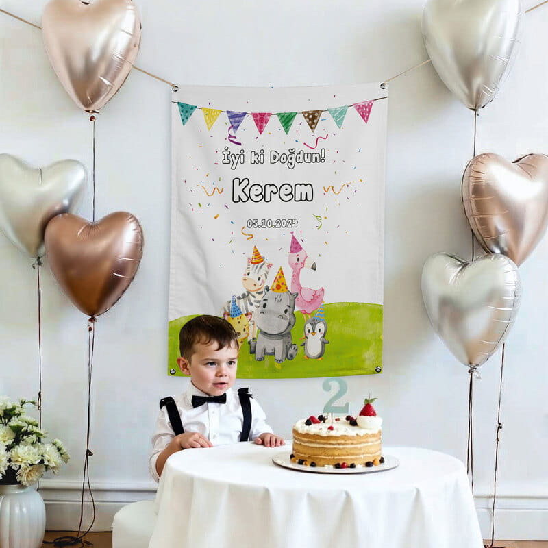 Çocuk & Bebek İsimli Doğum Günü Pankartı - 70 x 95 cm