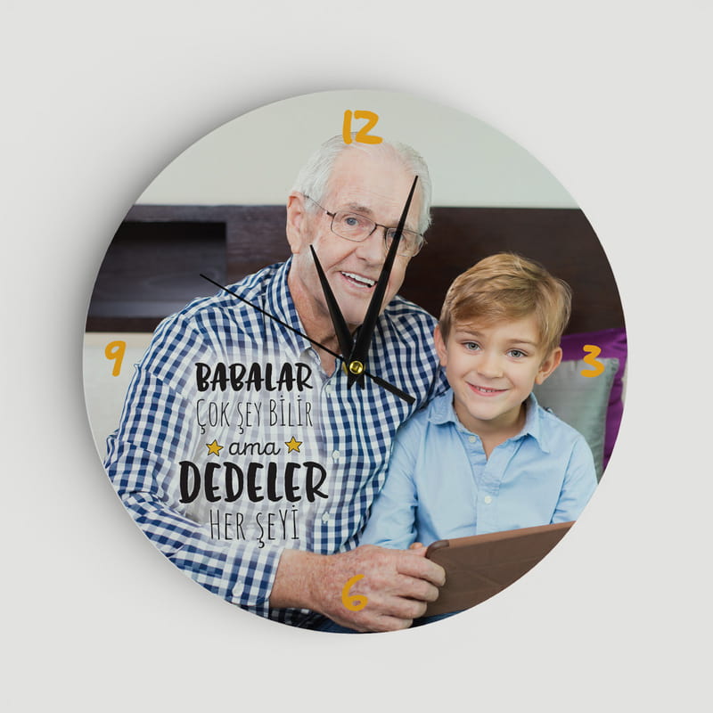 Dedeye Hediye Fotoğraf Baskılı Duvar Saati