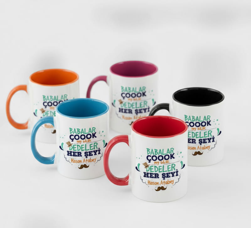 Dedeye Hediye Mottolu Kişiye Özel Renkli Kupa