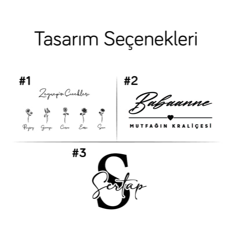 Dekoratif İsimli Ahşap Kesim & Sunum Tepsisi