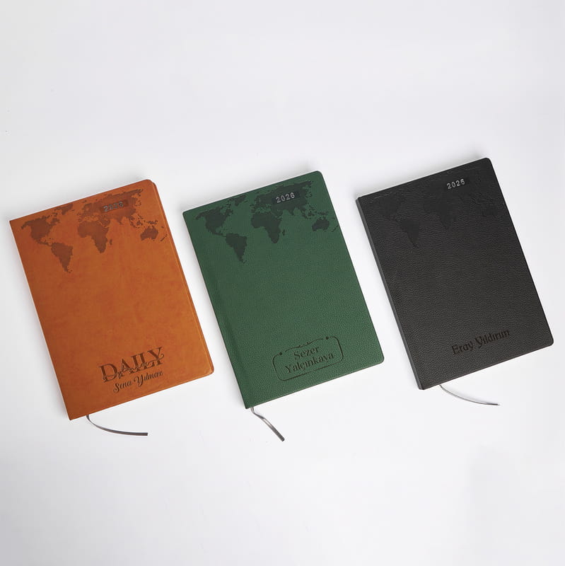 Deri Kapaklı İsme Özel 2026 Ajanda - Tasarım Seçenekli