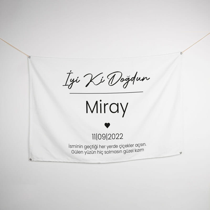 Doğum Günün Kutlu Olsun İsim & Tarihli Pankart - 95 x 145 cm