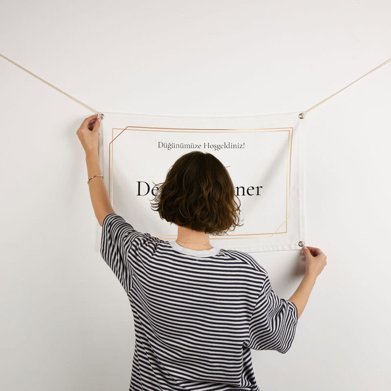 Düğün Hatırası İsme Özel Düğünümüze Hoşgeldiniz Pankartı - 45 x 70 cm