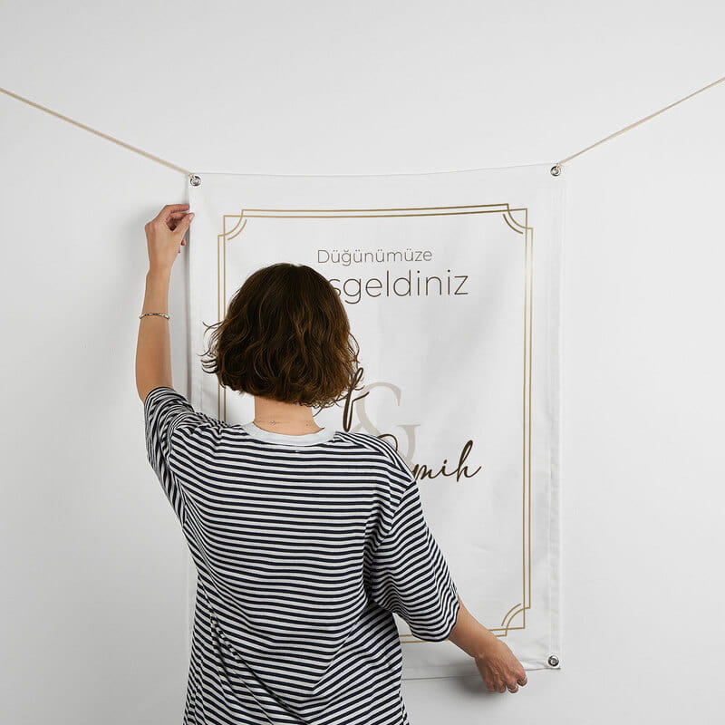 Düğün İsimli Hoşgeldiniz Pankartı - 70 x 95 cm