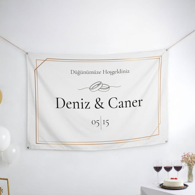 Düğün - Nişan İsimli Hoşgeldiniz Pankartı - 95 x 145 cm