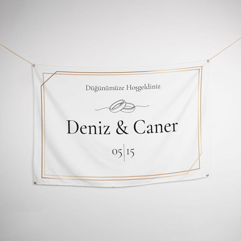 Düğün - Nişan İsimli Hoşgeldiniz Pankartı - 95 x 145 cm