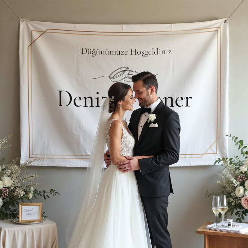 Düğün - Nişan İsimli Hoşgeldiniz Pankartı - 95 x 145 cm