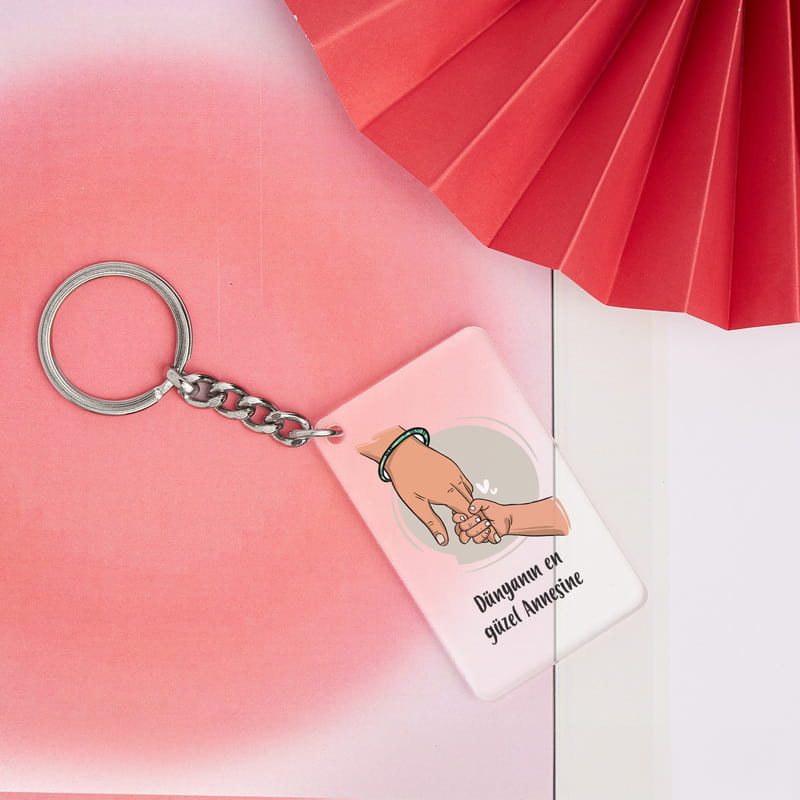 Dünyanın En Güzel Annesine Anneler Günü Hediyesi Şeffaf Anahtarlık