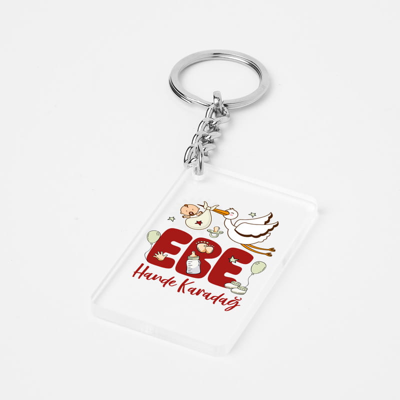 Eğlenceli Ebe Tasarımlı Kişiye Özel Şeffaf Anahtarlık