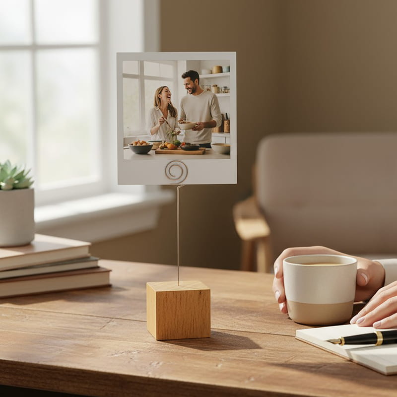 El Yapımı Doğal Ağaç Kaideli Fotoğraf Tutucu 3lü Set