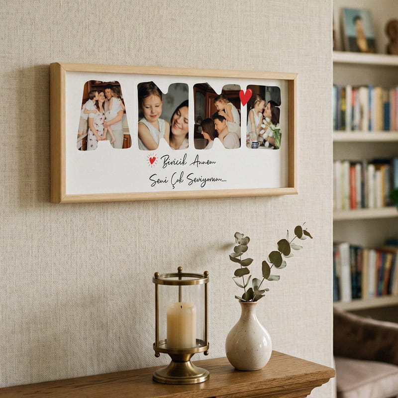 En Güzel Anneye Fotoğraf Baskılı Ahşap Tablo