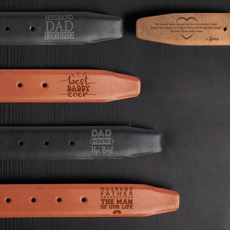 En İyi Babalara Kişiye Özel Mesajlı Deri Kemer