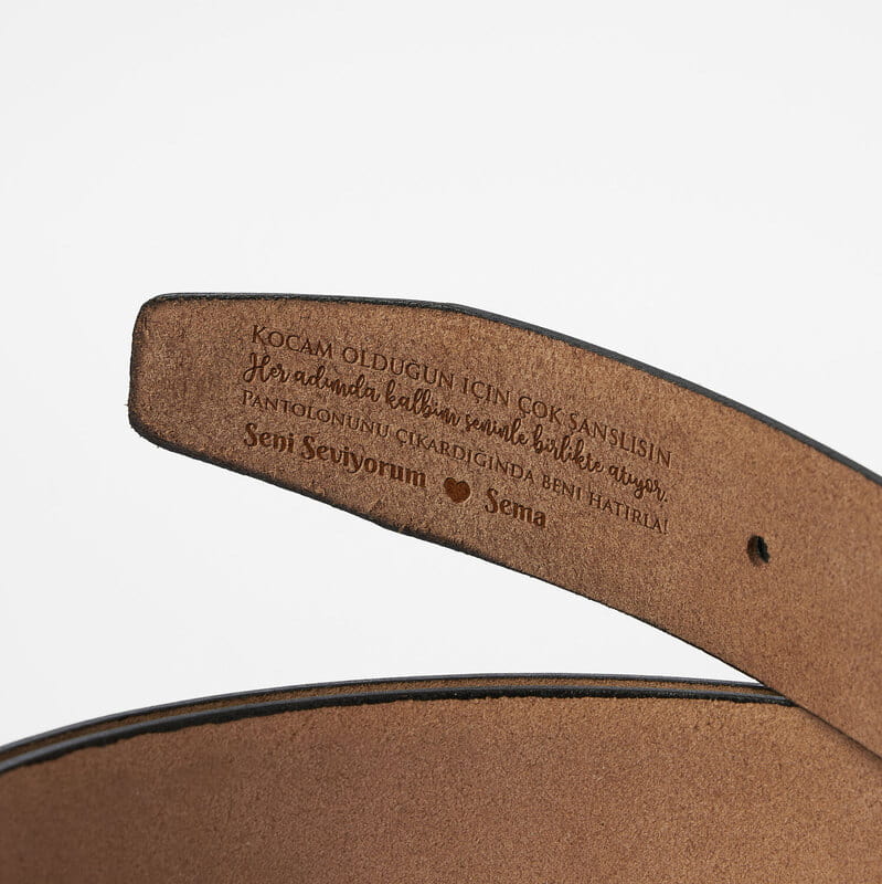 Eşe Özel Harf & Mesajlı Deri Kemer