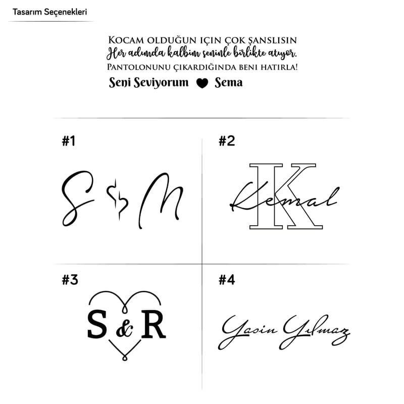 Eşe Özel Harf & Mesajlı Deri Kemer