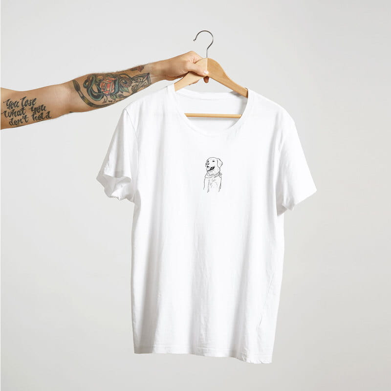 Evcil Hayvan Line Art Çizimli Tişört