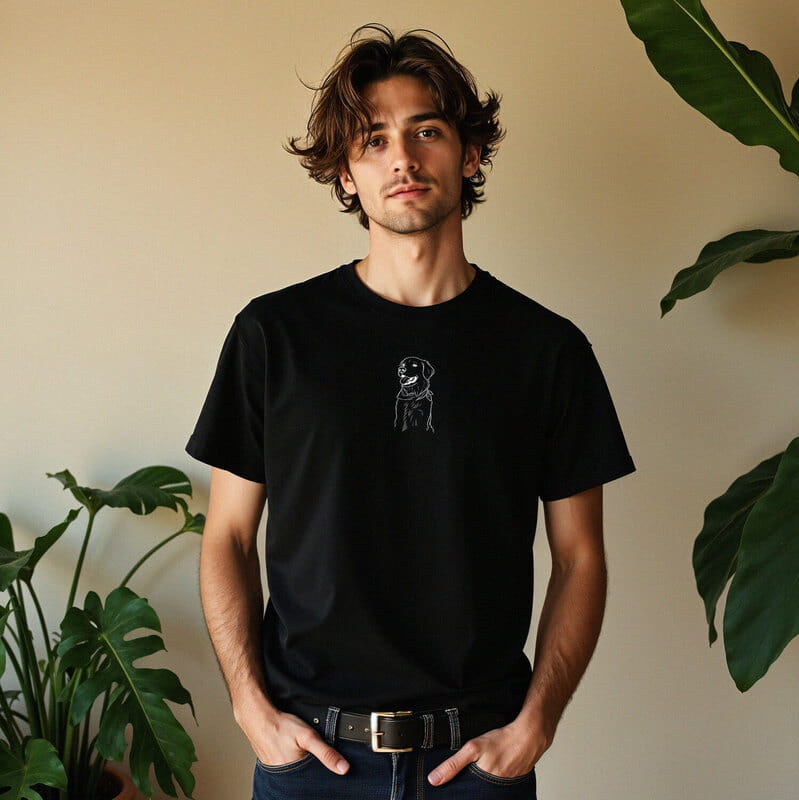 Evcil Hayvan Line Art Çizimli Tişört