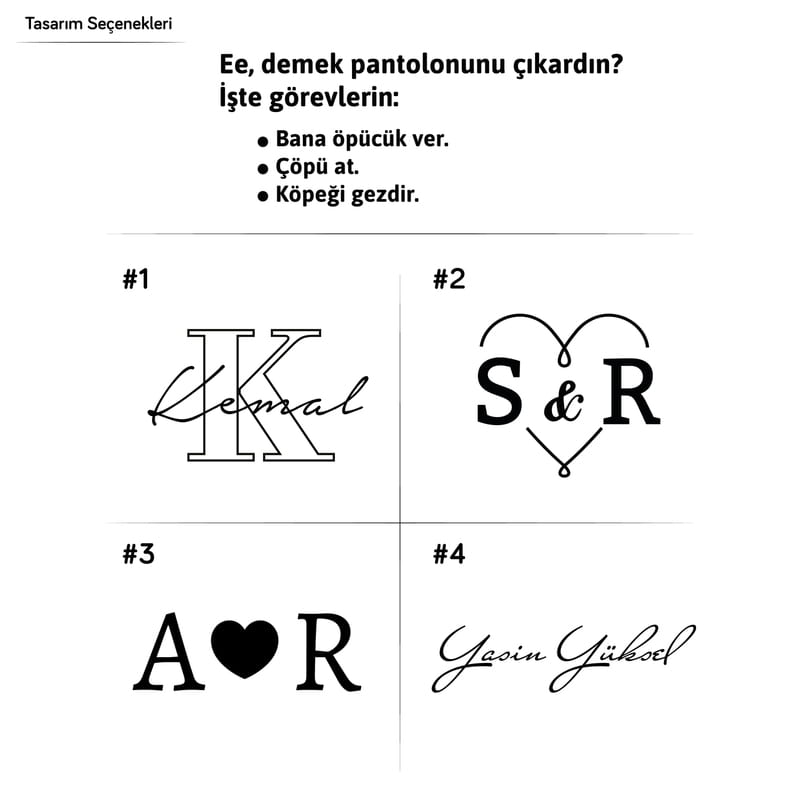 Eve Gelince Görevlerin Esprili Harf Özelleştirmeli Deri Kemer