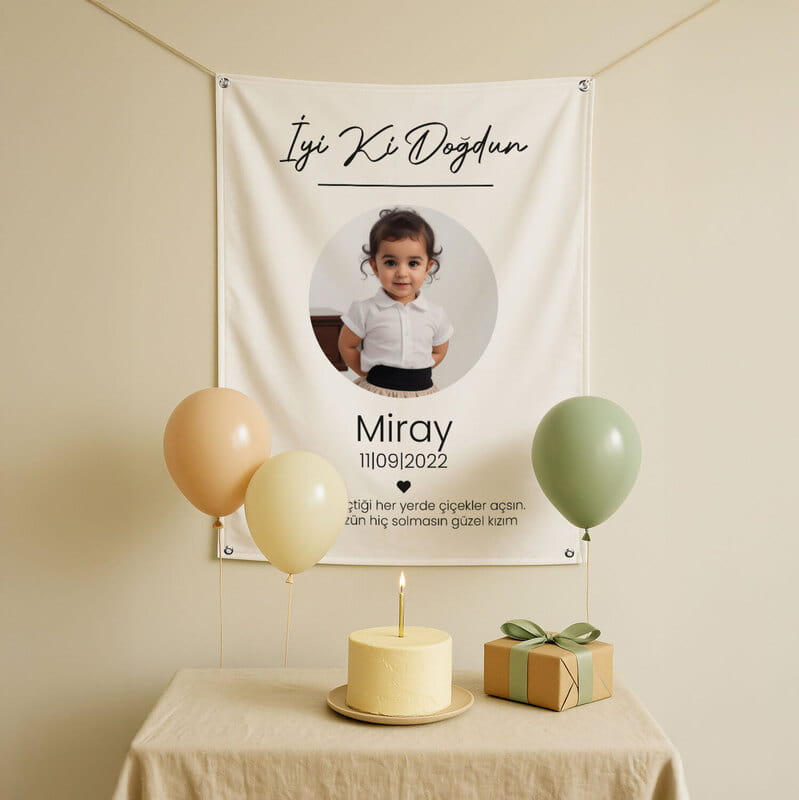 Fotoğraf Baskılı Doğum Günü Pankartı - 70 x 95 cm