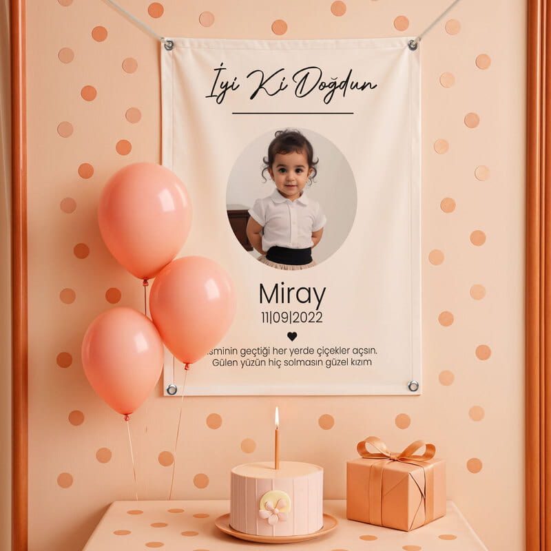 Fotoğraf Baskılı Doğum Günü Pankartı - 70 x 95 cm