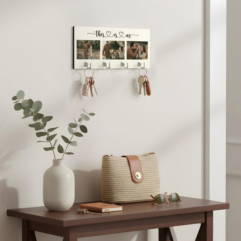 Fotoğraf Baskılı Duvar Anahtarlığı - 4 Askılı