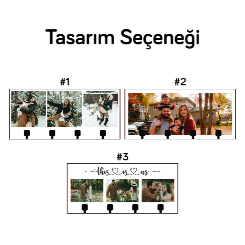 Fotoğraf Baskılı Duvar Anahtarlığı - 4 Askılı