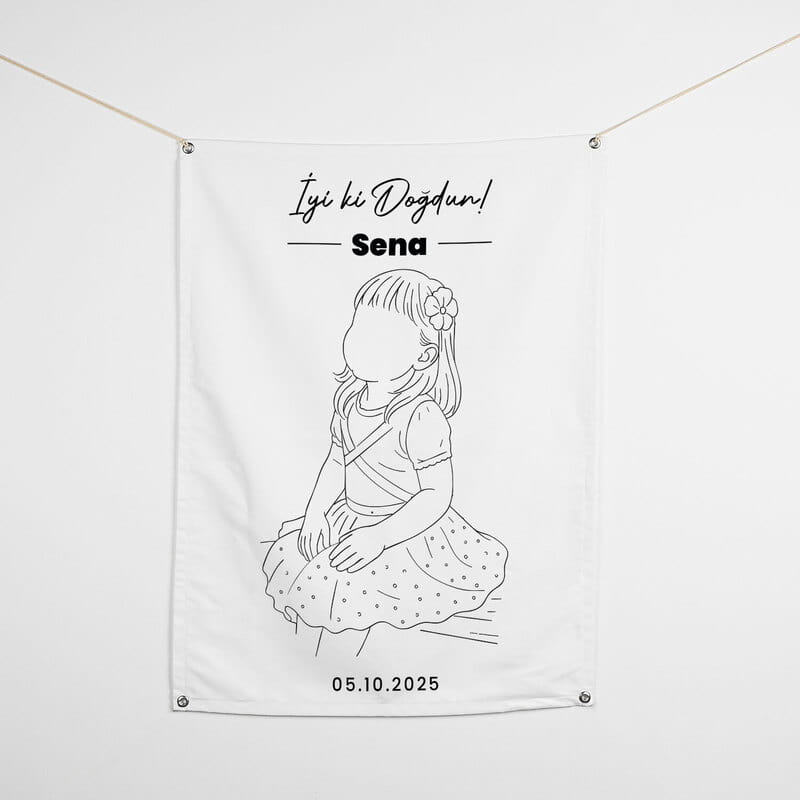 Fotoğraf & İsimli Line Art Doğum Günü Posteri - 70 x 95 cm