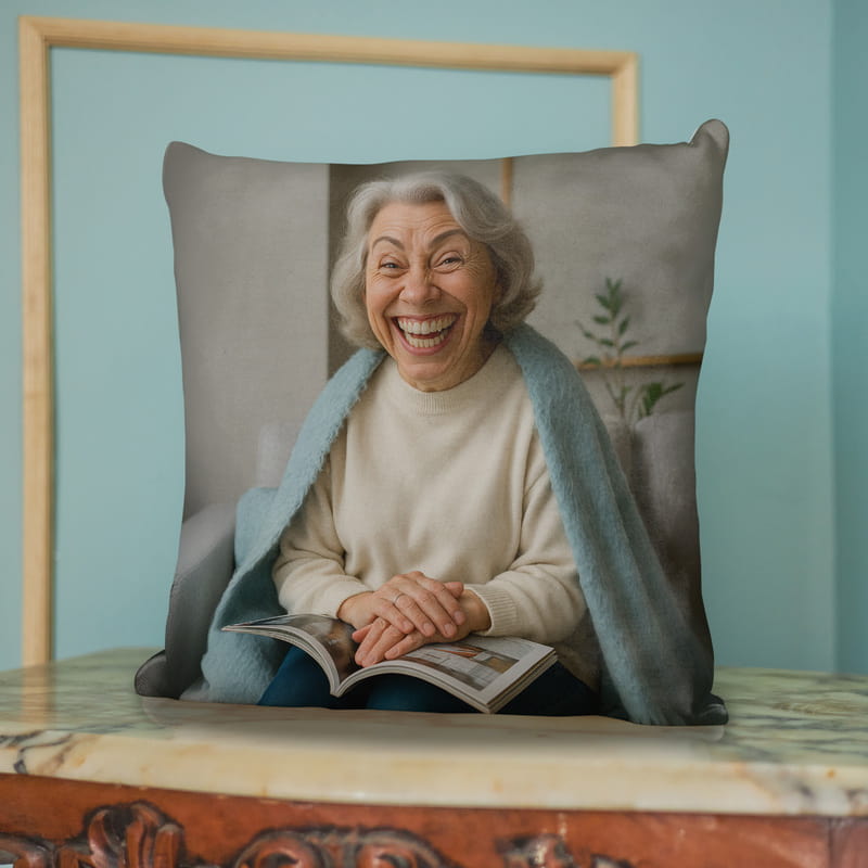 Fotoğraf Karikatür Tasarımlı Kare Yastık