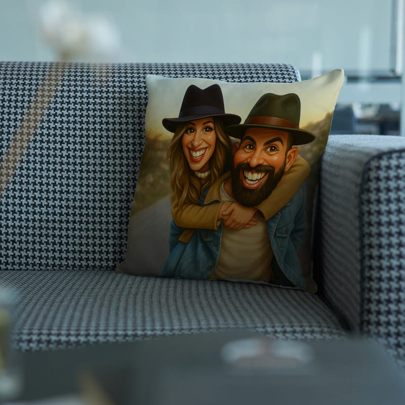 Fotoğraf Karikatür Tasarımlı Kare Yastık