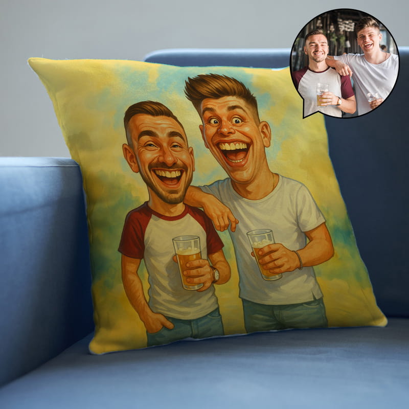 Fotoğraf Karikatür Tasarımlı Kare Yastık